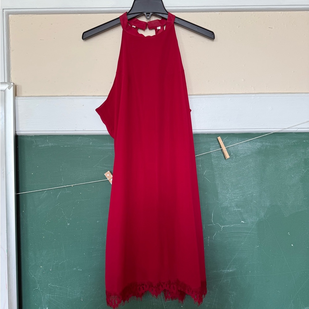 Elegant Red Halter Dress